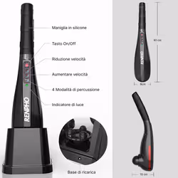 Renpho EM2018C, Massaggiatore a Percussione Portatile Senza Fili, Manico Lungo Antiscivolo, 5 Testine, 5 Velocità e Base di Ricarica - Vista aggiuntiva 8