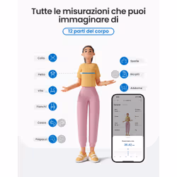 Renpho Smart Tape Measure+ R-Y002, Metro a Nastro Smart con Bluetooth, Misurazione di 18 Parti del Corpo e App Integrata - Vista aggiuntiva 2