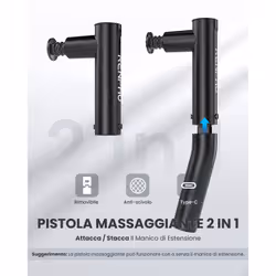 Renpho Extend Massage Gun R-C004, Pistola Massaggiante con Manico di Estensione Rimovibile, 4 Testine e 4 Velocità - Vista aggiuntiva 2