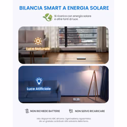 Renpho Elis Solar 2, Bilancia Smart pesapersone Bluetooth ad Energia Solare con Superficie ITO, 13 Metriche Corporee e App Integrata - Vista aggiuntiva 2