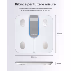 Renpho Elis 1C, Bilancia pesapersone Smart Bluetooth in Vetro Temperato, 13 Metriche Corporee, Display LED e Modalità Bambino - Vista aggiuntiva 2