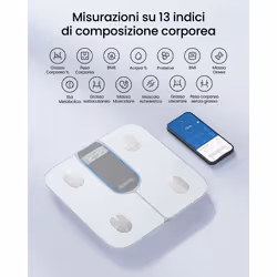 Renpho Elis 1C, Bilancia pesapersone Smart Bluetooth in Vetro Temperato, 13 Metriche Corporee, Display LED e Modalità Bambino - Vista aggiuntiva 3