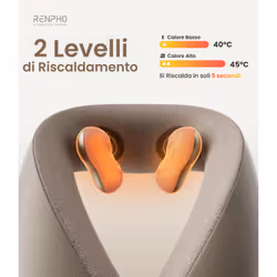 Renpho U-Neck Mini, Massaggiatore Cervicale con Massaggio Profondo, Calore Intelligente e Ricarica USB-C - Vista aggiuntiva 4