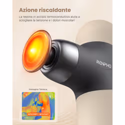 Renpho Mini Thermal R-WMG10, Pistola Massaggiante Portatile con Funzione Calore, 4 Testine in Silicone e 4 Velocità - Vista aggiuntiva 2