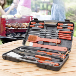 Set Completo 18 Pezzi Utensili per Barbecue, Valigetta Unisex Adulto, Nero/Arancione, Taglia Unica - Innovagoods