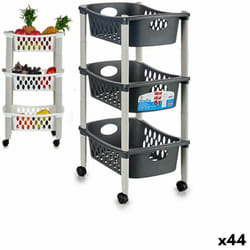 Stefanplast - Carrello portaverdure bianco antracite plastica 40 x 29,5 x 68,5 cm (44 pezzi)