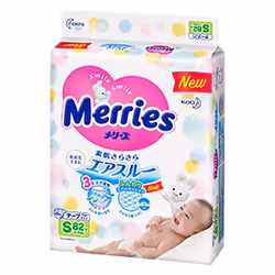Merries 4901301230812, Bambino/Bambina, Pannolino con nastro adesivo, 4 kg, 8 kg, Bianco, Cotone, Tessuto, Poliestere
