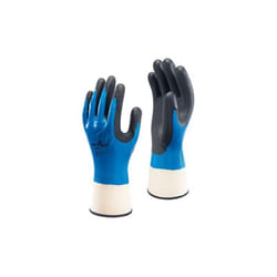 Showa - 377 coppia guanti da lavoro in nitrile tg 9 doppio rivestimento flessibile e robusto per meccanica edilizia Blu/nero 9