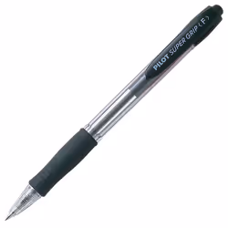 Pilot Super Grip, Fermaglio, Penna a sfera retrattile a clip, Ricaricabile, Nero, 12 pz, Fine