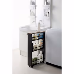Yamazaki 3628 scaffale e salvaspazio da bagno Nero Acciaio, Legno - Vista aggiuntiva 4