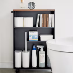 Yamazaki 4307 scaffale e salvaspazio da bagno Nero Acciaio, Legno - Vista aggiuntiva 4