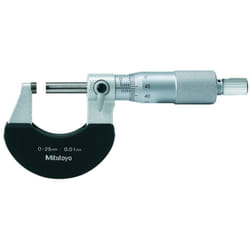 Mitutoyo - 102-301, Micrometri per esterni, 0-25 mm, 0,01 mm, Guancialino Isolante, Metrico