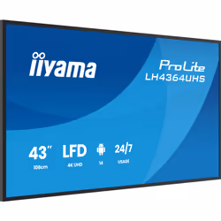 iiyama LH4364UHS-B1AG visualizzatore di messaggi Pannello piatto per segnaletica digitale 109,2 cm (43") LED Wi-Fi 500 cd/m² 4K Ultra HD Nero Android 24/7