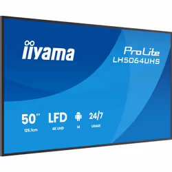 iiyama LH5064UHS-B1AG visualizzatore di messaggi Pannello piatto per segnaletica digitale 127 cm (50") Wi-Fi 500 cd/m² 4K Ultra HD Nero Android 24/7