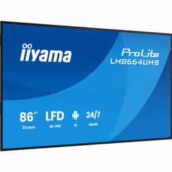 iiyama LH8664UHS-B3AG visualizzatore di messaggi Pannello piatto per segnaletica digitale 2,17 m (85.6") Wi-Fi 450 cd/m² 4K Ultra HD Nero Processore integrato Android 24/7 - Vista aggiuntiva 4