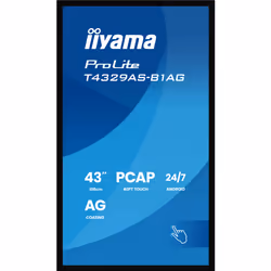 iiyama T4329AS-B1AG visualizzatore di messaggi Pannello piatto interattivo 108 cm (42.5") LED Wi-Fi 500 cd/m² 4K Ultra HD Nero Touch screen Processore integrato Android 24/7 - Vista aggiuntiva 3