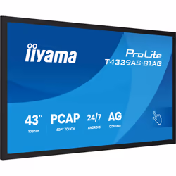 iiyama T4329AS-B1AG visualizzatore di messaggi Pannello piatto interattivo 108 cm (42.5") LED Wi-Fi 500 cd/m² 4K Ultra HD Nero Touch screen Processore integrato Android 24/7 - Vista aggiuntiva 4