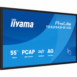 iiyama T5529AS-B1AG visualizzatore di messaggi Pannello piatto interattivo 138,7 cm (54.6") LED Wi-Fi 500 cd/m² 4K Ultra HD Nero Touch screen Processore integrato Android 24/7 - Vista aggiuntiva 4
