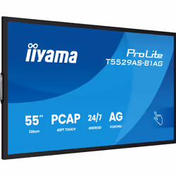 iiyama T5529AS-B1AG visualizzatore di messaggi Pannello piatto interattivo 138,7 cm (54.6") LED Wi-Fi 500 cd/m² 4K Ultra HD Nero Touch screen Processore integrato Android 24/7 - Vista aggiuntiva 6