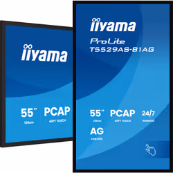 iiyama T5529AS-B1AG visualizzatore di messaggi Pannello piatto interattivo 138,7 cm (54.6") LED Wi-Fi 500 cd/m² 4K Ultra HD Nero Touch screen Processore integrato Android 24/7 - Vista aggiuntiva 7