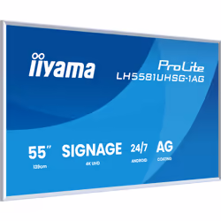 iiyama LH6581UHSG-1AG visualizzatore di messaggi Pannello piatto interattivo 163,8 cm (64.5") Wi-Fi 500 cd/m² 4K Ultra HD Bianco Processore integrato Android 10 24/7 - Vista aggiuntiva 3