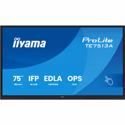 iiyama TE7513A-B2AG visualizzatore di messaggi 190,5 cm (75") Wi-Fi 500 cd/m² 4K Ultra HD Touch screen Processore integrato Android - Vista aggiuntiva 2