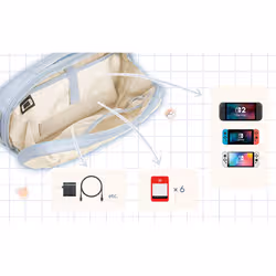 Hori NSX-086E custodia per console portatile Valigia da viaggio Nintendo Blu, Bianco - Vista aggiuntiva 3