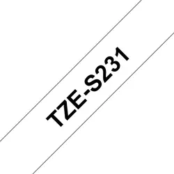 Brother TZ-S231 / TZe-S231 Pro Tape, 12mm x 8m, testo nera/nastro bianco, nastro originale