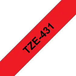 Brother TZ-431 / TZe-431, 12mm x 8m, testo nera / sfondo rosso, nastro originale