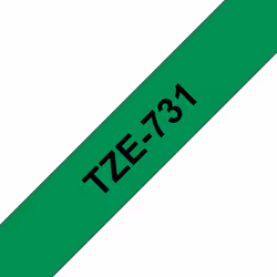 Brother Nastro per etichettatura 12mm, Nero su verde, TZe, Verde, Trasferimento termico, Brother, PT-1280HK, PT-1280SN, PT-12 ...