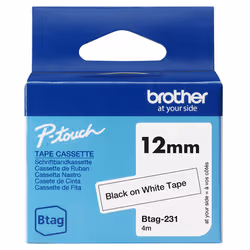 Brother BTAG-231, Nero su bianco, Filippine, Brother, P-touch PT-N10, PT-N20, PT-N25BT, 1,2 cm, 4 m