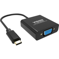 Vision TC-USBCVGA/BL cavo e adattatore video USB tipo-C VGA (D-Sub) Nero