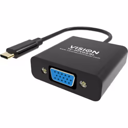 Vision TC-USBCVGA/BL cavo e adattatore video USB tipo-C VGA (D-Sub) Nero