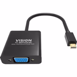 Vision TC-MDPVGA/BL cavo e adattatore video Mini DisplayPort VGA (D-Sub) Nero - Vista aggiuntiva 6