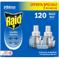 Raid - 2 ricariche liquido antizanzare x 120 notti