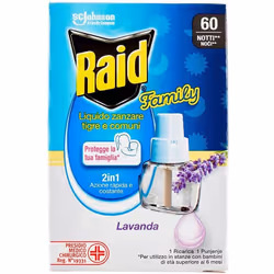 RAID LIQUIDO PER RICARICA ELETTRICA X 60 NOTTI ALLA LAVANDA Ricarica Raid antizanzare per diffusore elettrico adatta ad allon ...