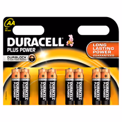 Duracell Plus Power, Batteria monouso, Stilo AA, Alcalino, 1,5 V, 8 pz, Nero, Arancione