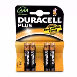 Duracell AAA Plus, Batteria monouso, Mini Stilo AAA, Alcalino, 1,5 V, 4 pz, Cilindrico