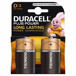 Duracell Plus Power, Batteria monouso, D, Alcalino, 1,5 V, 2 pz, Blister