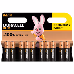Duracell Plus, Batteria monouso, Stilo AA, Alcalino, 1,5 V, 10 pz, Nero, Rame
