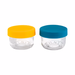 Kilner 65025024, Set, Rotondo, 0,125 L, Blu, Trasparente, Giallo, Vetro, 90 mm