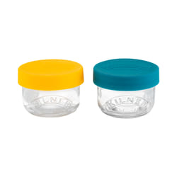 Kilner 65025024 recipiente per cibo Rotondo Set 0,125 L Blu, Trasparente, Giallo 2 pz