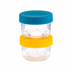 Kilner 65025024 recipiente per cibo Rotondo Set 0,125 L Blu, Trasparente, Giallo 2 pz