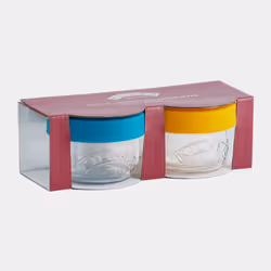 Kilner 65025024 recipiente per cibo Rotondo Set 0,125 L Blu, Trasparente, Giallo 2 pz