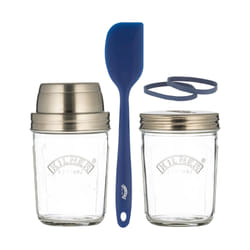 Kilner 65025035 recipiente per cibo Rotondo Set 0,35 L Blu, Argento, Trasparente 2 pz