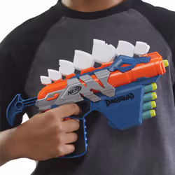 Nerf DinoSquad Stegosmash, blaster con supporto per 4 dardi, design Stegosauro spinoso, include 5 dardi - Vista aggiuntiva 6