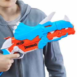 Nerf DinoSquad - Tricera-blast (blaster con alloggiamento per caricamento di 3 dardi, con supporto dardi e design dinosauro Triceratopo, include 12 dardi Elite) - Vista aggiuntiva 8