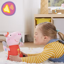 Peppa Pig - Canta con Peppa, peluche che canta, con abito rosso scintillante e fiocco, dai 3 anni in su - Vista aggiuntiva 5