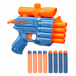 Nerf Elite 2.0 Prospect QS-4, blaster con 8 dardi originali Elite, può contenere fino a 4 dardi, mirino telescopico fisso