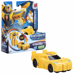 Transformers EarthSpark - Action figure di Bumblebee da 10 cm, conversione in 1 passaggio con lancio in aria, robot giocattolo per bambini e bambine dai 6 anni in su
